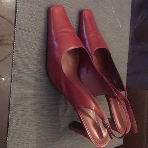 Red sling back heels. Bandolino